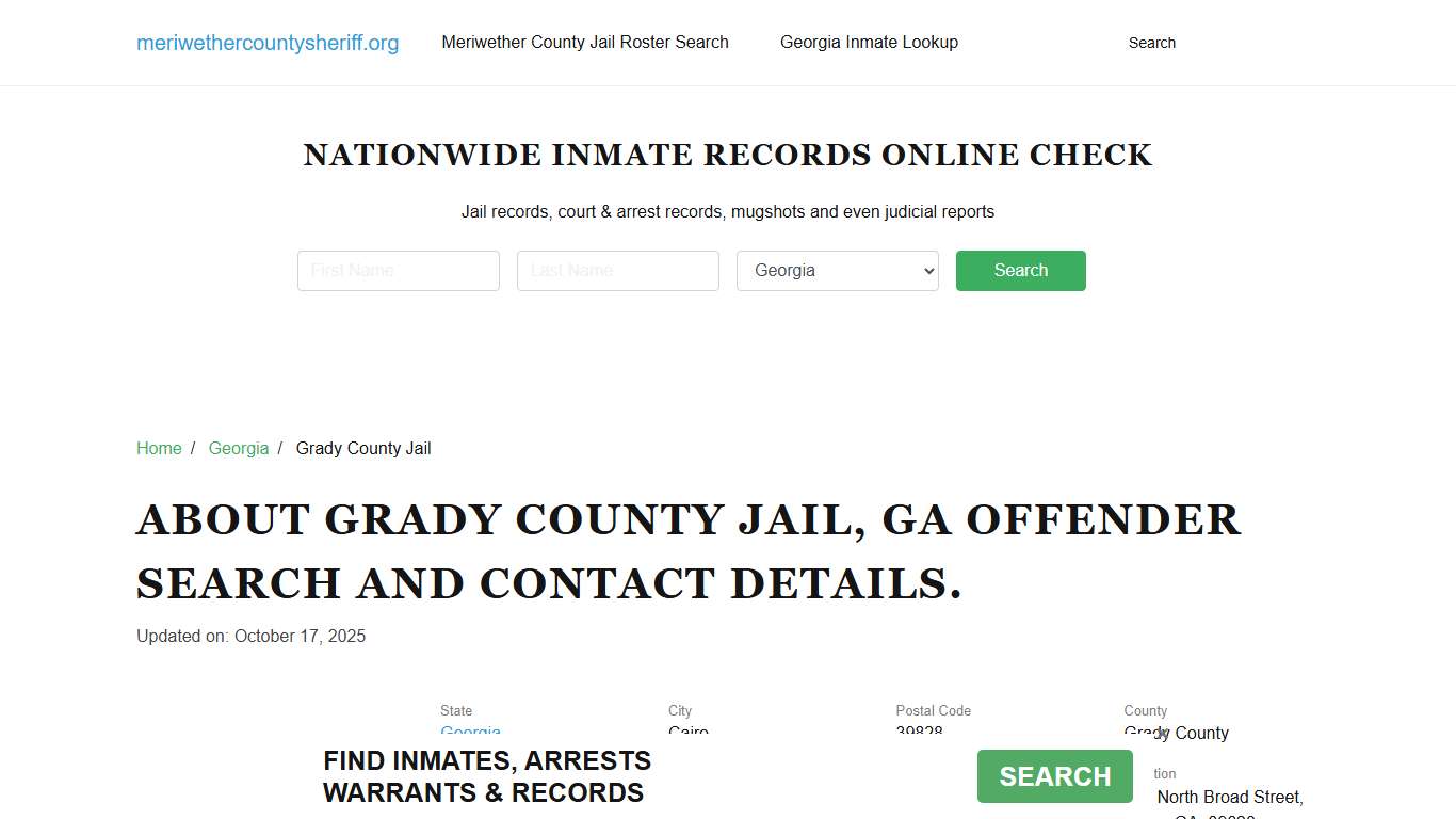 Grady County Jail, GA Offender Search, Contacts.